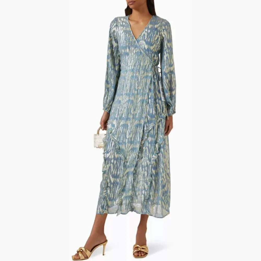 Never Fully Dressed Blue Lottie Wrap Dress - SZ 6 - NWT - Picture 2 of 12